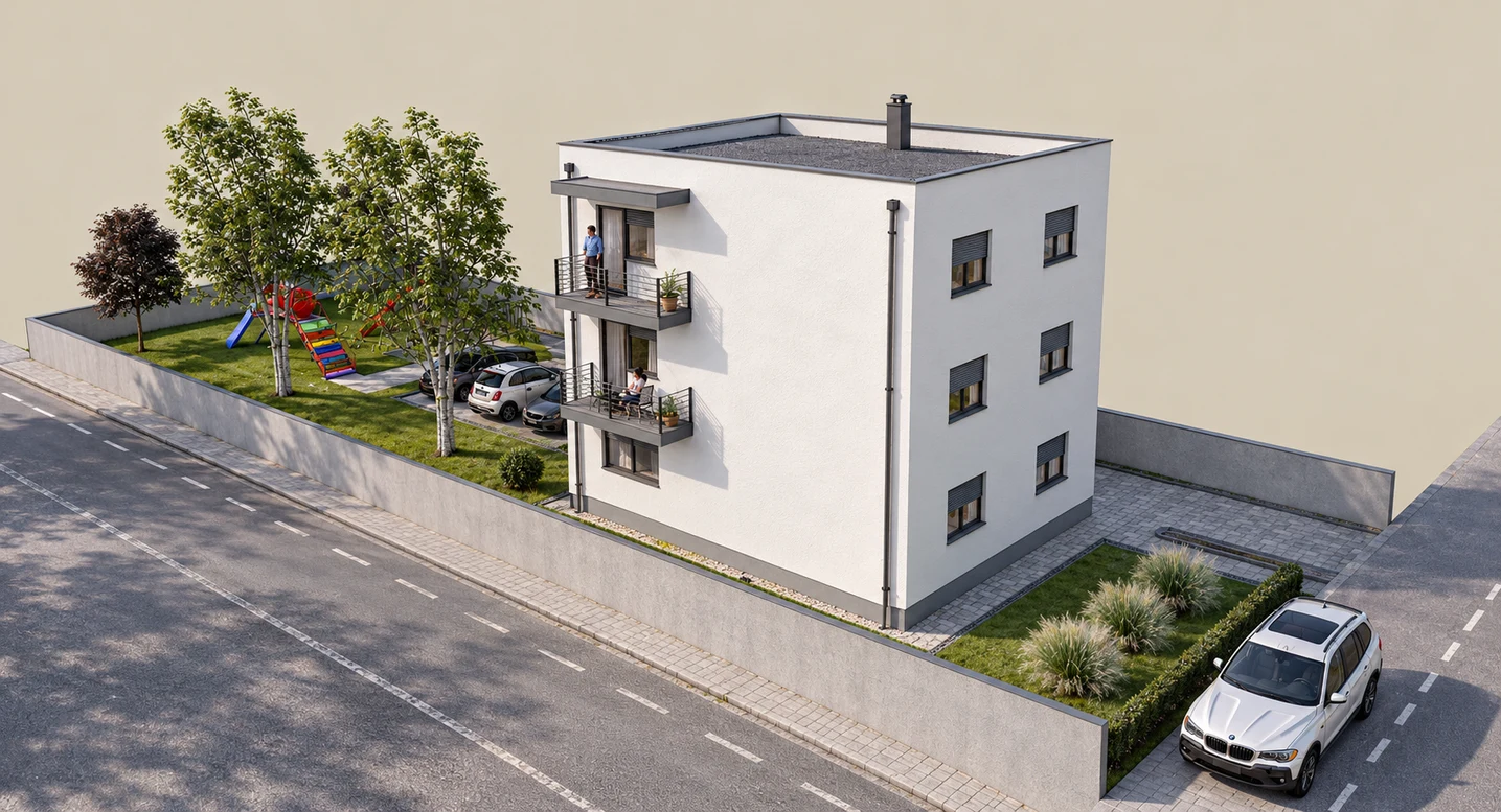 Fotorealistična vizualizacija stambene zgrade s balkonima